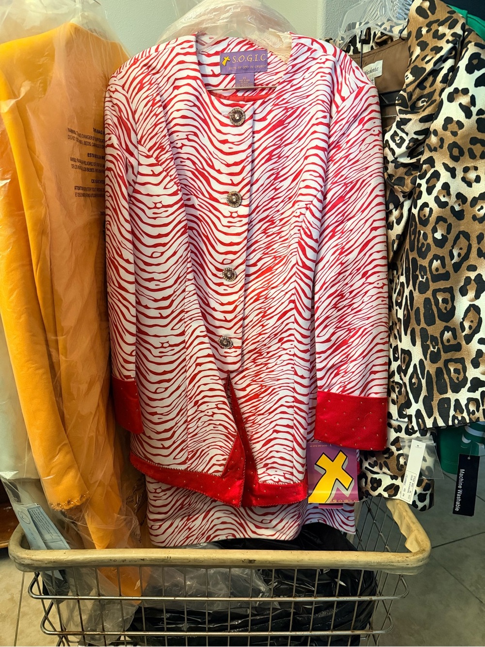 Women's Red & White Zebra-Print Jacket and Skirt Suit
